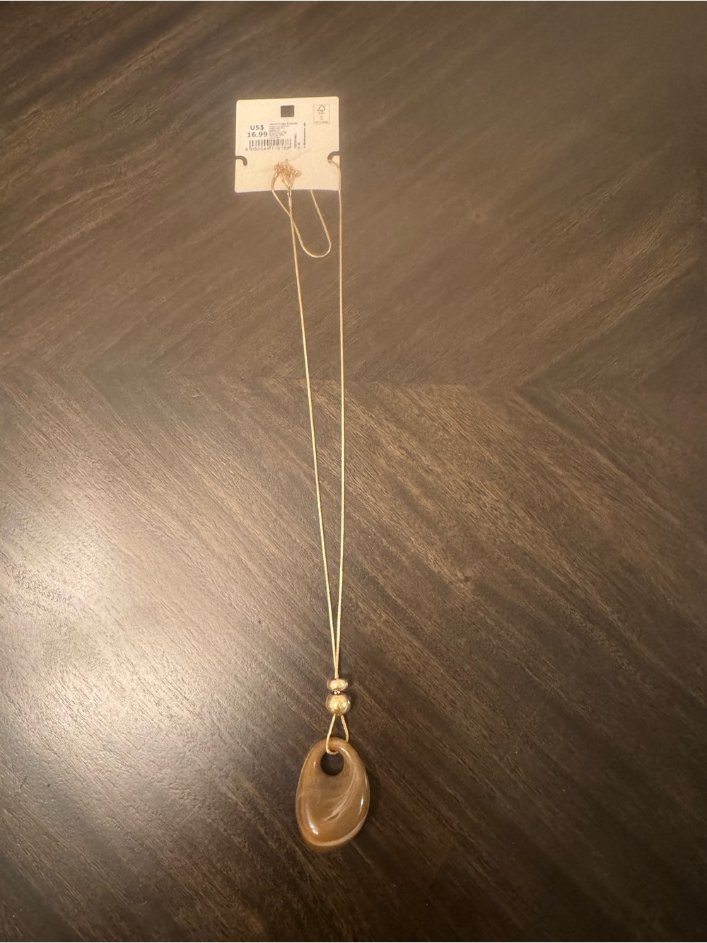 Othr Gold and Brown Oval Pendant Necklace
